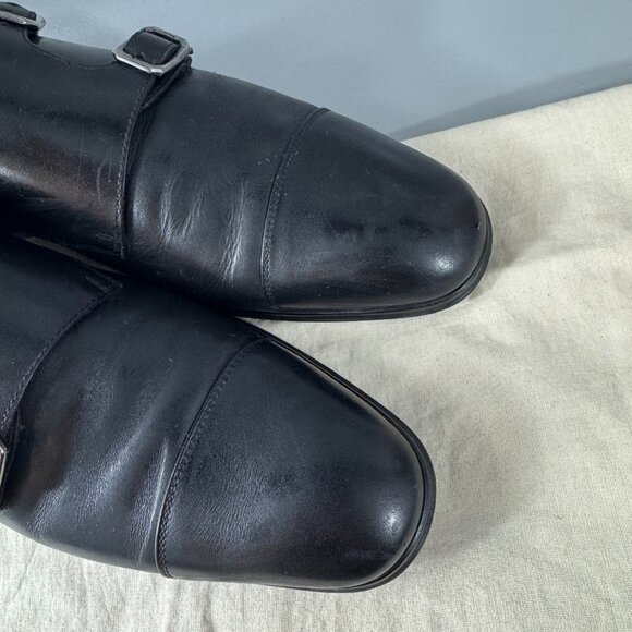 Salvatore Ferragamo ADDO Monkstrap Black Calf Leather Loafer Size 7 1/2